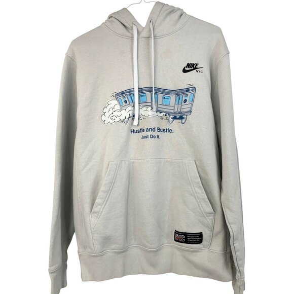 Rare Small Nike NYC Graphic Hoodie Hustle And Bustle Train Cotton EUC Unisex - Picture 3 of 10